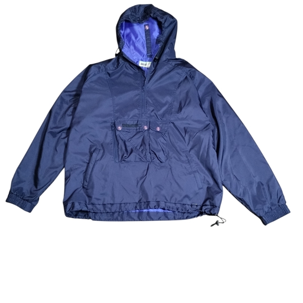 Vintage Obermeyer Men’s Caribou Pullover Ski Hoodie Navy 1/2 Zip Nylon Navy Med
